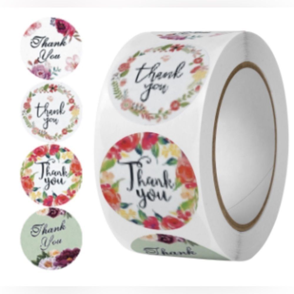 500 thank you stickers floral small business | 1 inch round NEW (variety… - Picture 2 of 2